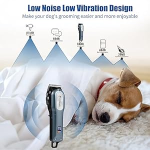 BESTBOMG Professional Dog Grooming Clippers for Thick Heavy Coats Low Noise High Power Rechargeable LED Display Cordless Pet Shaver for Small & Large Dogs Cats