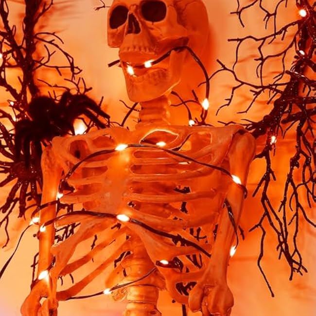 WATERGLIDE Extra Long 328 FT Halloween Lights, 1000 LED Outdoor Fairy String Light, Green PVC Copper Wire Christmas Lights, Plug in 8 Modes & Waterproof for Tree Party Home Yard Decor, Orange