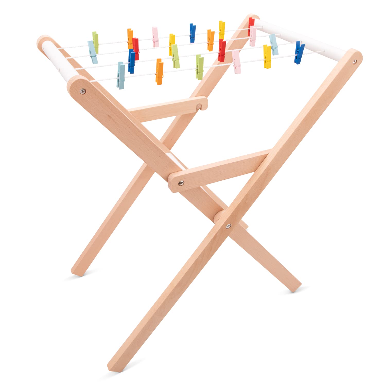 Woet® Wooden Toy Drying Rack for Kids - Pretend Play Laundry Accessory - Role Play Home Toy - Age 3 Years+