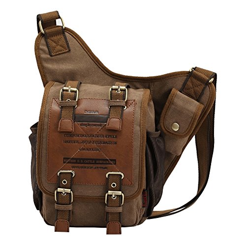 VRIKOO Retro Casual Canvas Chest Crossbody Bag Outdoor Sports Military Shoulder Messenger Bag Patchwork Sling School Bags