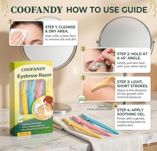 Image of COOFANDY 3 Pcs Eyebrow Razor for Women, Disposable Razor, Stainless Steel Blade & Firm Grip, Face Shaver for Women - Facial Hair Removal for Men - Neutral, Safe and Friendly