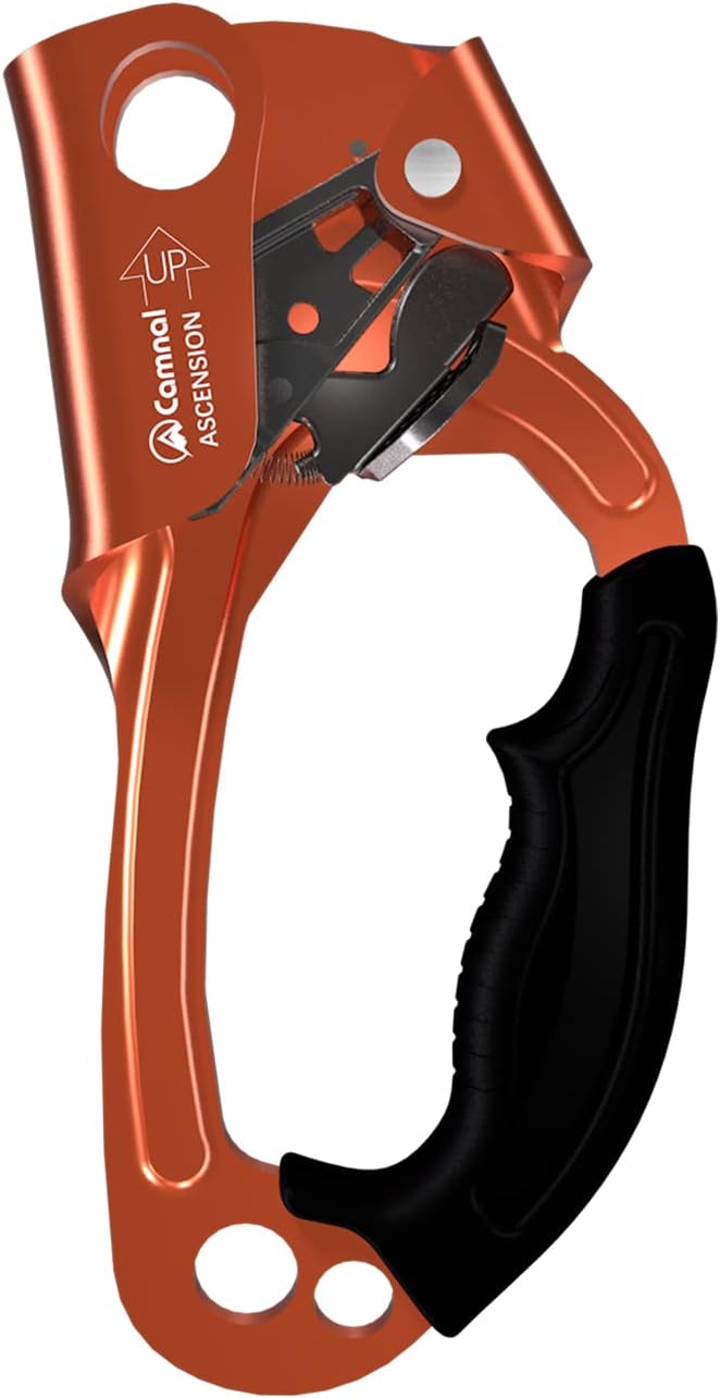 CAMNAL Climbing Gear Ascender and Rappelling Descender Belay Devices for 8-13mm Rope for Rescue & Arborist (Right Hand Orange) : Sports & Outdoors