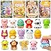 AUUGUU 28 Valentines Day Cards with Cute Animal Squishy Toys – Classroom Exchange Valentines for Kids, Pun Cards, Stress Relief Slow-Rising Squishies, School Party Gift Set