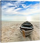 Wieco Art Seaview Moderne 4 Pièce Seascape Giclee Canvas Imprimes Artwork Contemporain Paysage Mer Plage Photos Peintures sur Toile Mur Art pour le salon Chambre à coucher Accueil Décorations