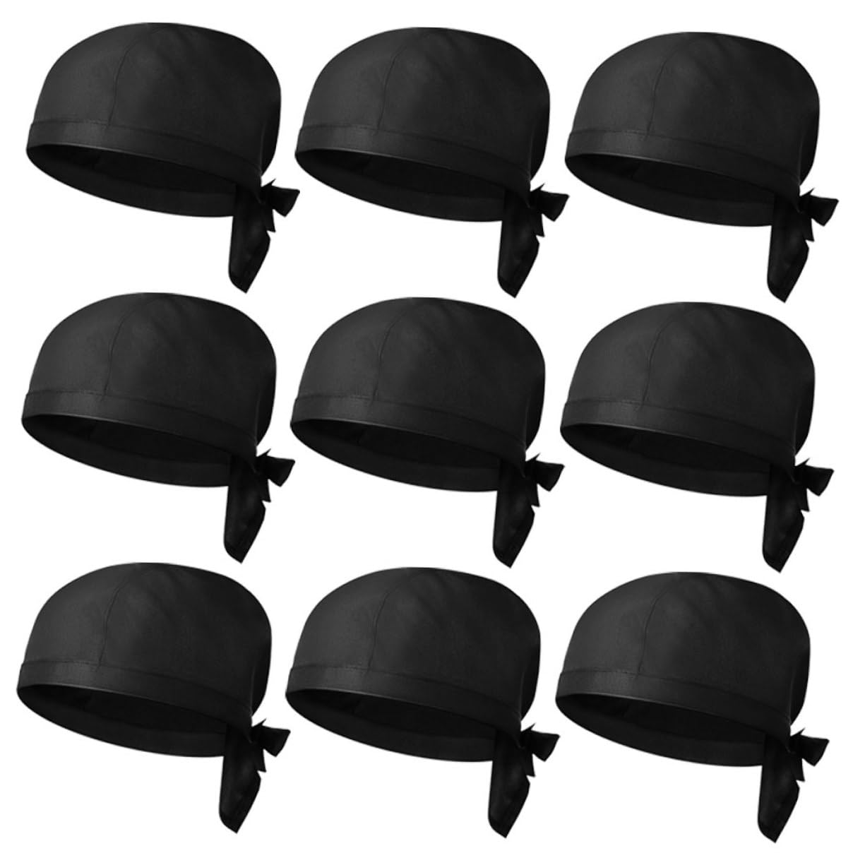 Gorro de Cocina Negro de Algodón, 9 Piezas, Diseño Clásico | Transpirable y Fácil de Limpiar, para Cafetería y Restaurante, Acabado Sencillo y Profesional