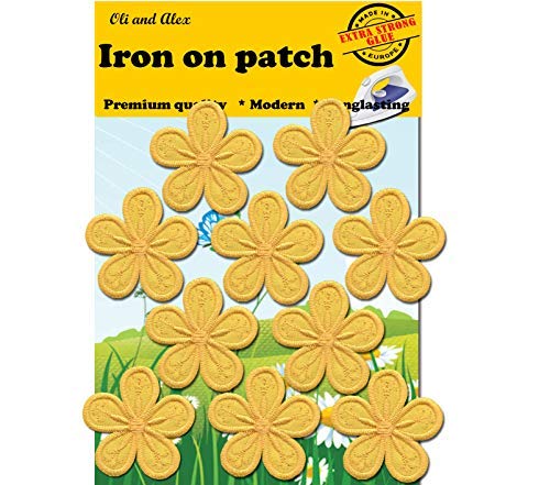 Iron On Patches - Yellow Flower Patch 10 pcs Iron On Patch Embroidered Applique A-46