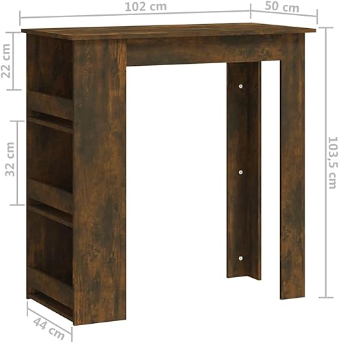 Miniatura 2 de Smoked Oak Counter Height Bar Table Rectangular with Storage Brown 40.7 Inch High Top Furniture for Kitchen Dining Room Small Spaces