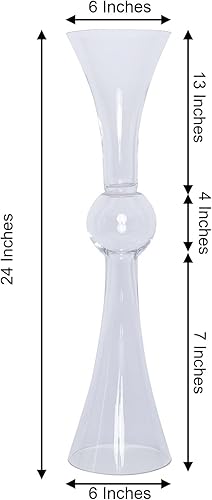Miniatura 3 de Efavormart - Paquete de 4 jarrones de vidrio de trompeta de latour transparentes reversibles de 24 pulgadas de alto para decoración de bodas
