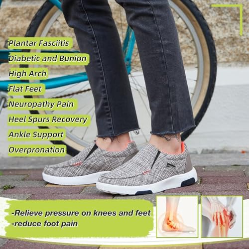 Image of OrthoComfoot Women's Orthopedic Slip-On Loafers Walking Shoes: Comfortable Plantar Fasciitis Loafers with Arch Support for Flat Feet, Casual Orthotic Shoes for Foot and Heel Pain Relief