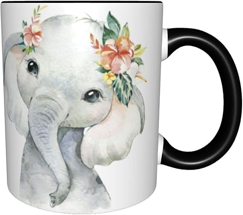 Miniatura 9 de LKUZLOH Bonita taza de café con diseño de elefante en acuarela, regalo para mujeres, hermanas, taza de cerámica de 11 onzas, novedad para compañeros