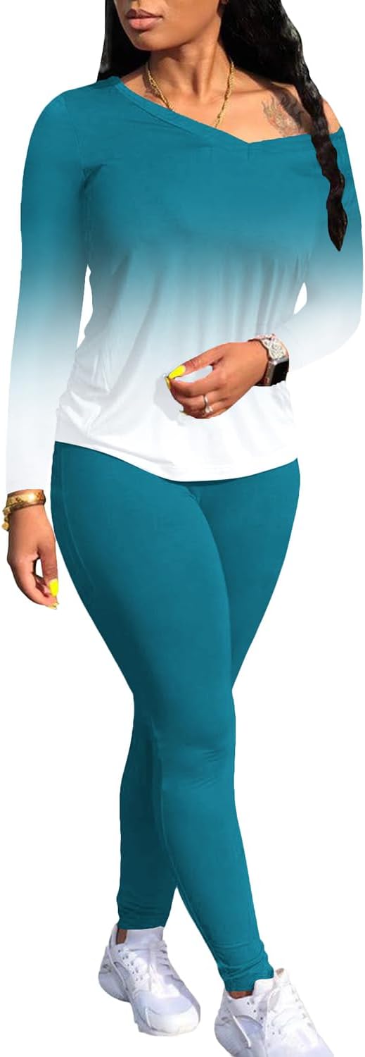 PINSV Women's Tracksuits 2 Piece Outfits Sweatsuits Long Sleeve Top Jogger Legging Pants Sets - Image 2