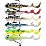 GOTOUR Fishing Lures for Bass, Pre-Rigged Weedless Soft Plastic Lures, Trout Pike Walleye Fishing Jig Heads, Fishing Gear Soft Baits, Paddle Tail Swimbaits, Freshwater or Saltwater Fishing Tackle