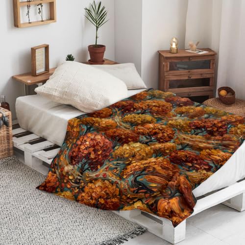 Jeté de lit douillet automne orange pour des soirées chaleureuses