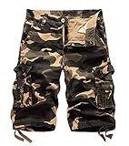 AOYOG Men's Camo Cargo Shorts Relaxed Fit Multi-Pocket Outdoor Camouflage Cargo Shorts Cotton