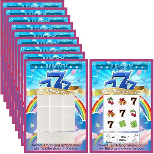 Image of Frienda 10 Pcs Pregnancy Announcement Scratch off Cards 4 x 6 Inch Baby Announcement Fake Lottery Tickets Pregnancy Reveal Creative Ideas for Surprising Future Dad, Family and Friends