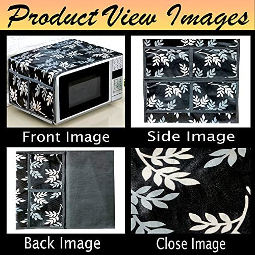 Image of KANUSHI Industries Microwave /Oven Top Cover with 4 Utility Pockets (VAR1-MICRO-BLACK-SMALL-LEVS-01)