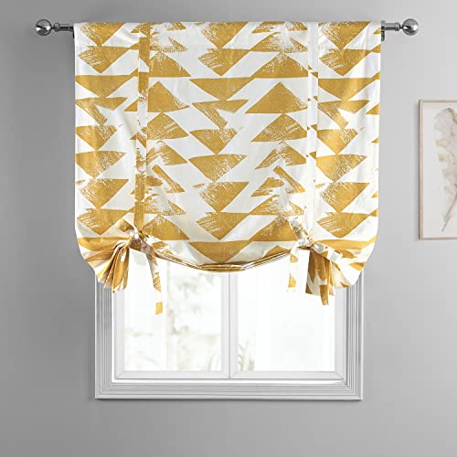 Image of HPD Half Price Drapes Room Darkening Tie Up Curtains 46 X 63 Inch Triad Printed Cotton Window Roll Up Balloon Curtain for Living Room, Kitchen PRTW-TUD35-63 (1 Panel), Triad Gold