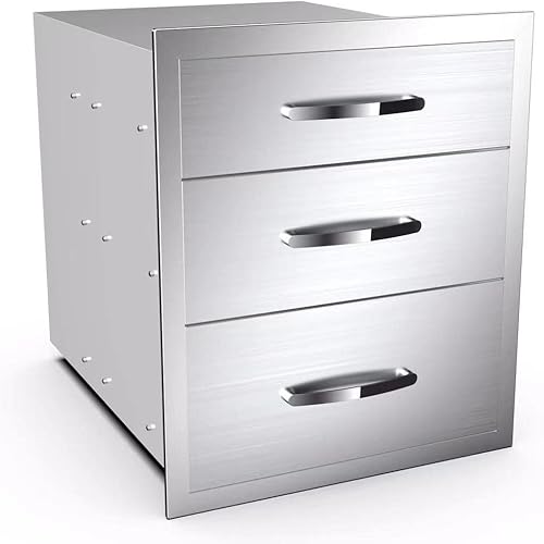 Miniatura 20 de Cajones dobles de cocina para exteriores, 13 pulgadas de ancho x 20 pulgadas de alto x 21 pulgadas de profundidad, cajones de isla de barbacoa de