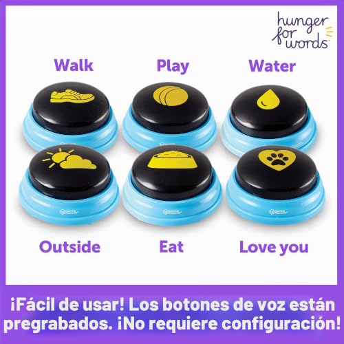 Miniatura 3 de Hunger For Words, Set De Palabras Esenciales Para Mascotas Que Hablan, 6 Botones Pregrabados Para Perros, Botones Comunicadores Para Perros