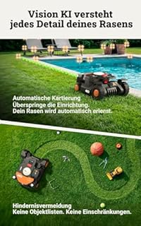 WORX Landroid Vision Cloud WR340E 4WD Mähroboter ohne Begrenzungskabel für 600 m² (KI-Hinderniserkennung, VSLAM+ RTK Cloud Navigation, 84% Steigung, Auto-Mapping, App-Steuerung)