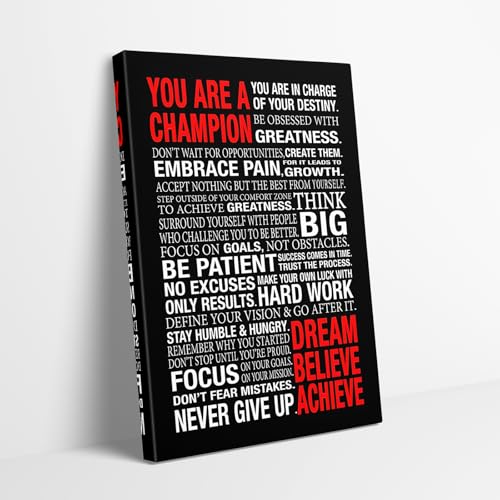 Kpasnd A Champion Quote Motivational Wall Art Framed Canvas with