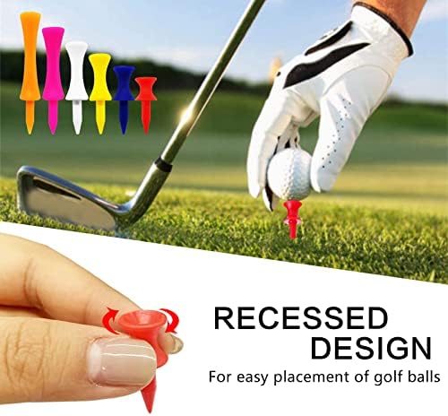 Castle Golf Tees Plastic Unbreakable Mixed Sizes or Same Heights Value 100 Count, Golf Practice Tee for Mats Stable Durable Size 1 1/2, 1 3/4, 2, 2 1/4, 2 3/4 Color Blue Yellow Pink Orange White