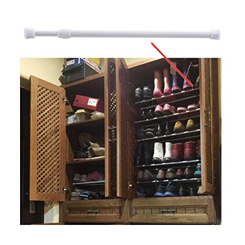 2Pack Tension Curtain Rod Cupboard Bars Extendable 28-48 Inch White Spring Tension Rods #TOP6