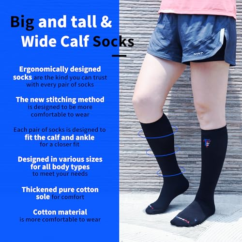 XXL-9XL Plus Size 15-20 mmHg Compression Socks For Men & Women Wide Calf & Big and Tall-Comfortable Cotton4