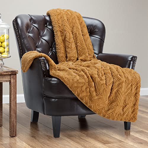 Chanasya Soft Cloud Faux Fur Throw Blanket - Plush, Soft Sherpa & Minky Blanket - 50" X 65” - Golden #TOP7