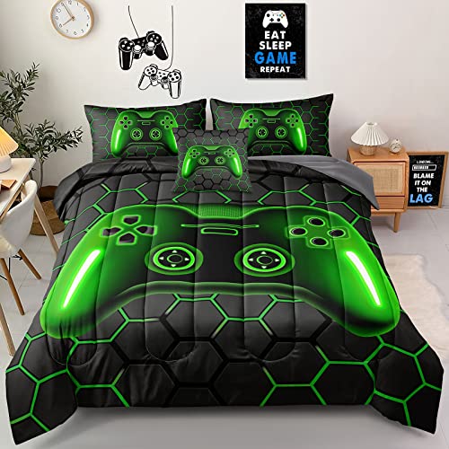 Z.Jian HOME Gamer Bedding Set, 5 Piece Twin Size, Green,