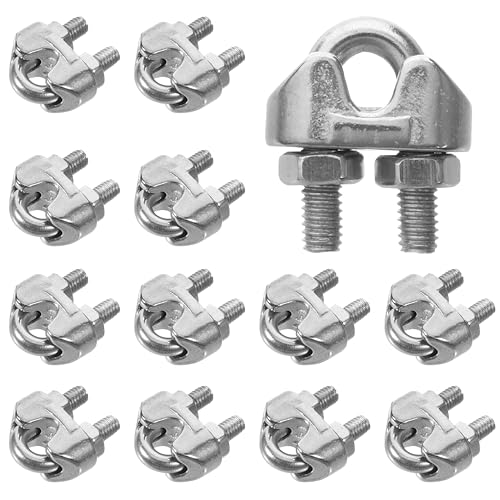 FUNOMOCYA 20pcs Wire Clamp Set Stainless Steel Wire Rope Clamps Cable Clips for Cables Ropes Easy to Use for Fastening Connecting