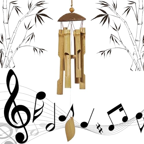 Fayemint Carillon Bambou, Carillon Jardin, Cloche Vent Bambou, pour Balcon, Intérieur, Chambre, Extérieur