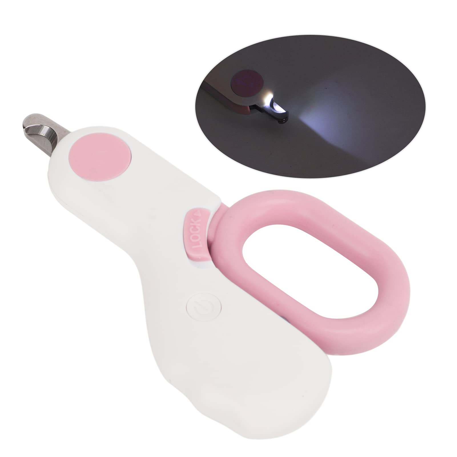 Leapiture Illuminates Nails Pet Nail Clipper Light Pet Nail Clipper Cat Claw Trimmer for Small Animal Grooming Kitten and Puppy Supplies (Pink)