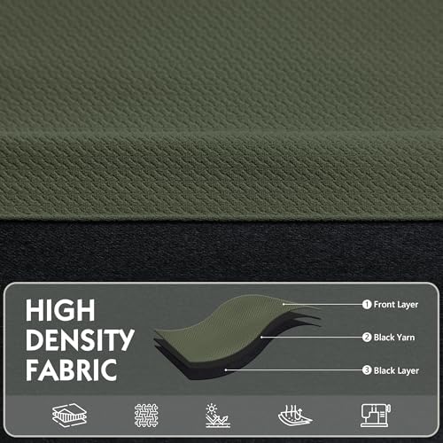 Image of FMFUNCTEX 100% Blackout Curtains for Bedroom, Olive Green Curtains 84 Inches Long Textured Thermal Insulated Curtains for Living Room Drapes, Black Out Drapery Grommet Room Darkening 2 Panels