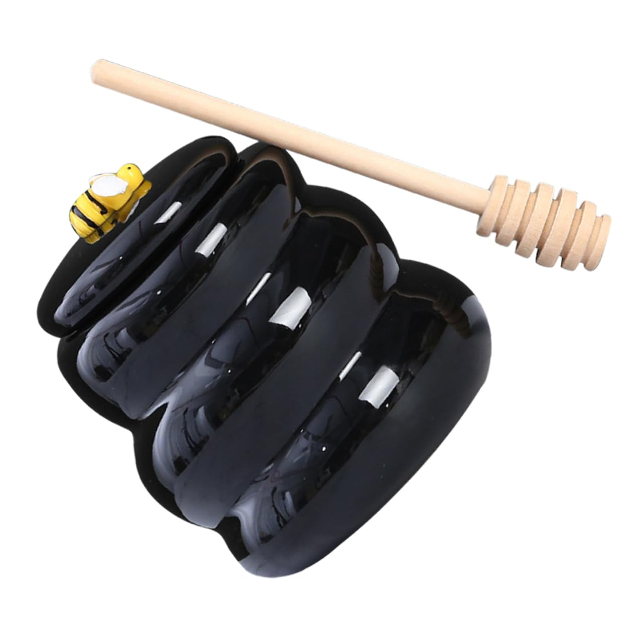 KICHOUSE Bee Honey Pot Beehive Pot Honey Bee Hive Beehive Honey Pot Honey Pot Container Jam Container Honey Storage Jar Honey Holder Candy Storage Jar Porcelain Syrup Jars Black Wood