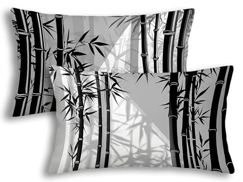 Fundas Cojines 30x50 cm Gris Juego de 2 Fundas Cojines Exterior Impermeable Planta Decorativos de Lino Impermeable Rectangulares Funda de Almohada para Exterior Jardín Silla Balcón Terraza -1601
