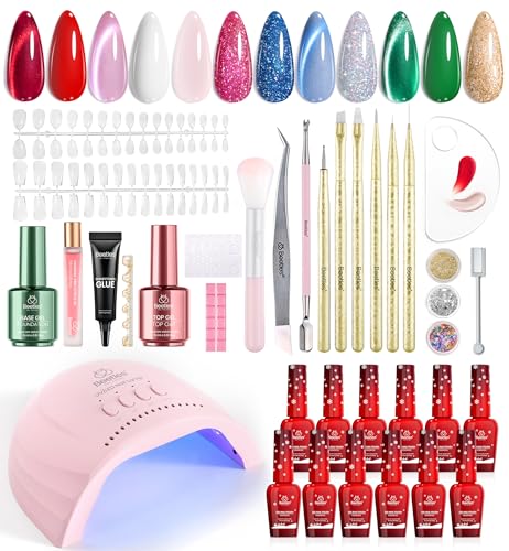 Beetles 67Pcs Gel Nail Polish Kit with U V Light - 12 Colors Jell...