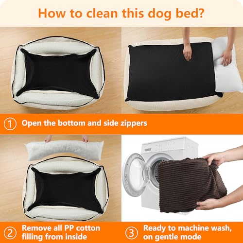 HMTOPE Hundebett, Hundesofa, Hundematte aus Cord, S/M/L, rutschfest, Abnehmbar und Waschbar, Weich und Atmungsaktiv, Olivgrün, 110 x 85 x 27 cm