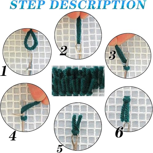 Image of Pinecone Green Latch Hook Pillow Kit for Adults Throw Pillow Cover with Printed Canvas Crochet Hook Yarn Needle Craft DIY Handmade Cushion for Home Sofa Decoration 43x43cm