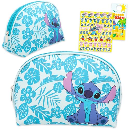 Disney Stitchコスメティックバッグセット - メイクアップ用コスメティックケース、トラベルサイズの洗面用品プラスステッカー、その他|女の子、女性のためのステッチトラベルバッグ