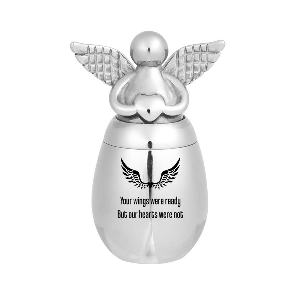 Your Wings were Ready, But My Heart was Not - Small Keepsake Urns for Human/Pet Ashes, Mini Cremation Urns for Ashes Stainless Steel Memorial Ashes Holder (Urn-01)