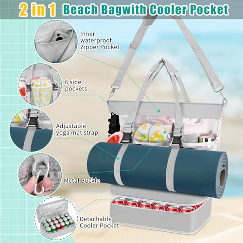 SelfTek Beach Tote Bag with Cooler compartment, Waterproof Sandproof Daily Pool Swim Travel Essentials4