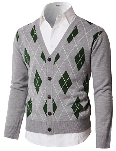 Mens Slim Fit Soft Argyle Sweater