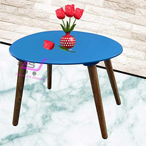 Image of Shoppee Foldable Oval Shaped Bed Side Table for Coffee Tea & Living Room Beauty Full Table (Medium, Blue)