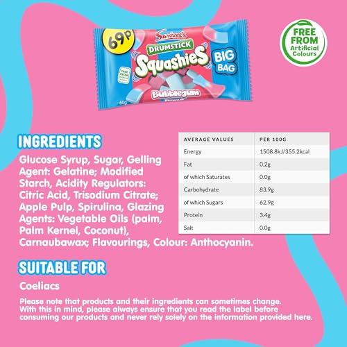 Swizzels Drumstick Squashies sabor chicle 60g x 30 miniatura 3