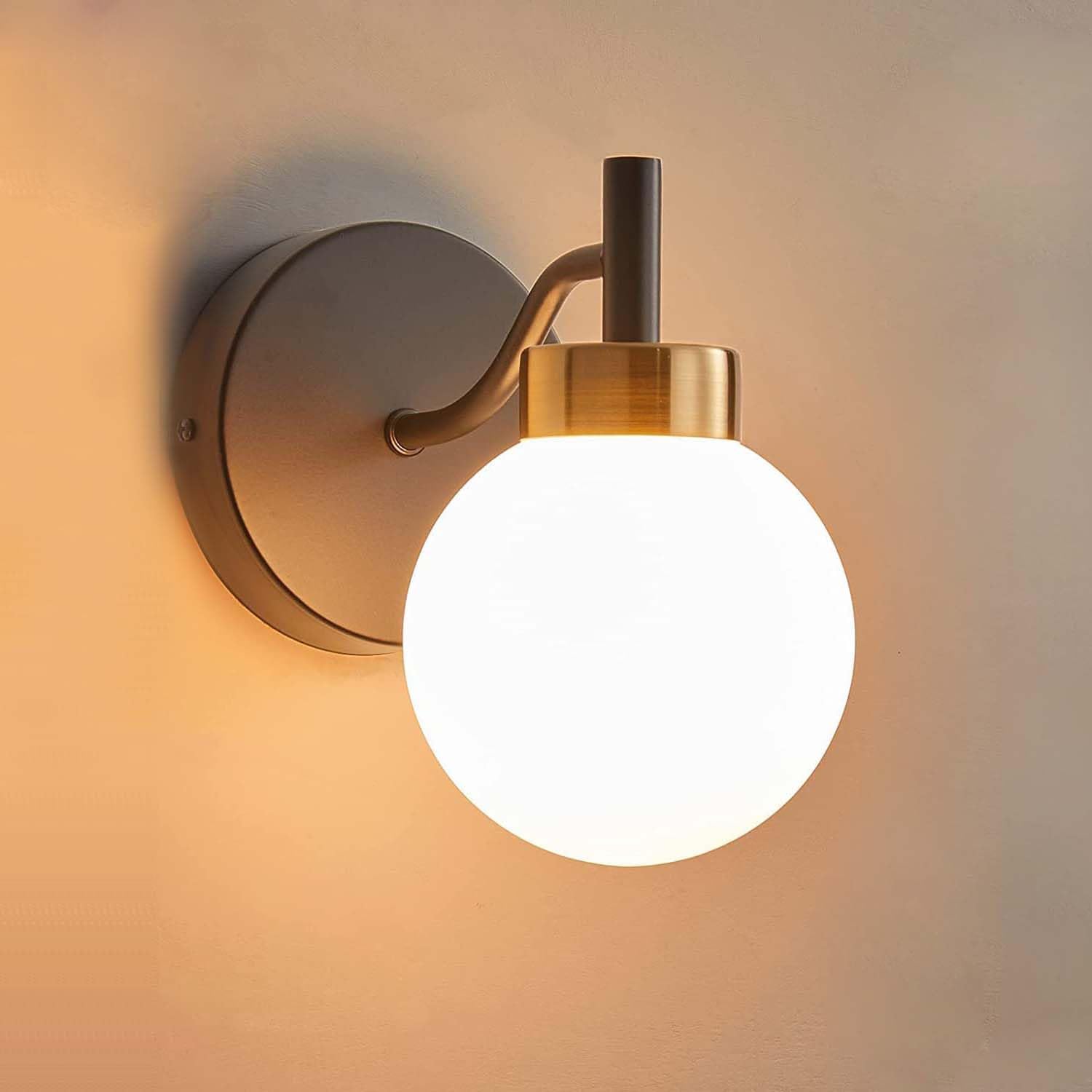 Bedside Wall Lamp Minimalist Modern Lighting for Living Room, Dining Room, Bedroom - Without Bulb (Black & Gold)