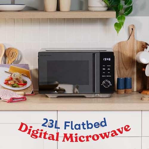 Russell Hobbs Digitale Flachbett-Mikrowelle mit 800 W Leistung, 8 Auto-Cook-Menüs, Auftaufunktion und Kindersicherung in Schwarz, RHFM2365B – Ansicht 3