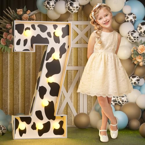 Image of Imprsv Cow Birthday Party Decorations, 3ft Marquee Numbers 7 Light Up Decor