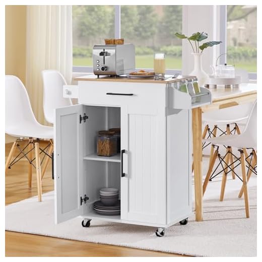 Yaheetech Kitchen Cart with Bamboo Tabletop