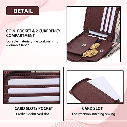 Image of SAMTROH Men's PU Leather Wallet with Flap & Snap Button Closure | Slim Wallet with Coin Pocket, 4 Card Slots, ID Window | Stylish Casual Formal Travel Purse for Men Compact Pocket Size (Brown)